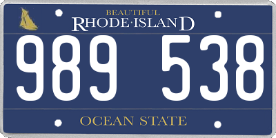 RI license plate 989538