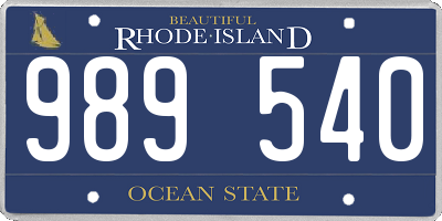 RI license plate 989540