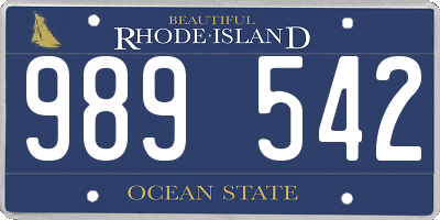 RI license plate 989542