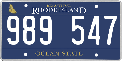 RI license plate 989547