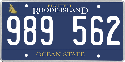 RI license plate 989562