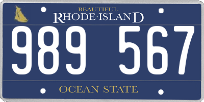 RI license plate 989567