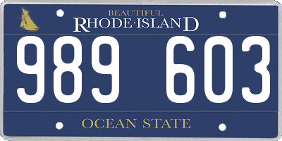 RI license plate 989603