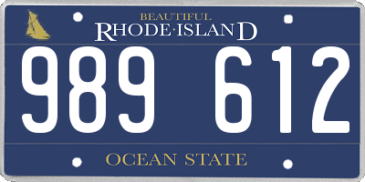 RI license plate 989612