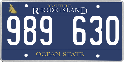 RI license plate 989630