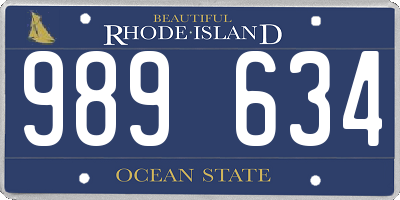 RI license plate 989634