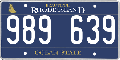 RI license plate 989639