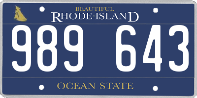 RI license plate 989643