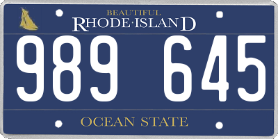 RI license plate 989645