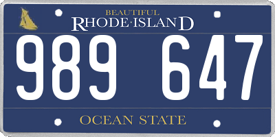 RI license plate 989647