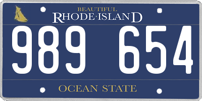 RI license plate 989654