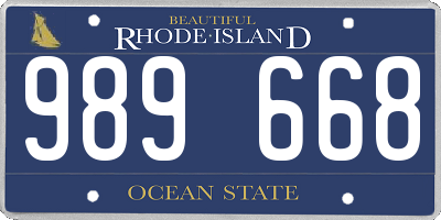 RI license plate 989668