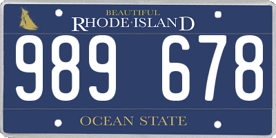 RI license plate 989678