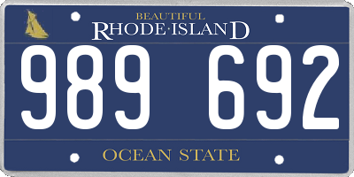 RI license plate 989692