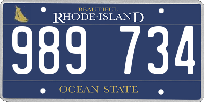 RI license plate 989734