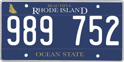 RI license plate 989752