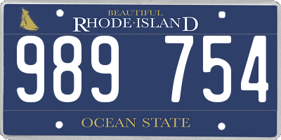 RI license plate 989754