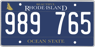 RI license plate 989765