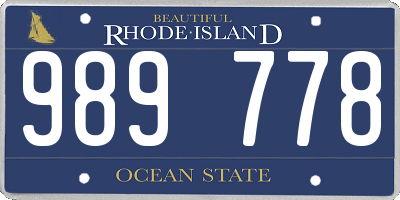 RI license plate 989778