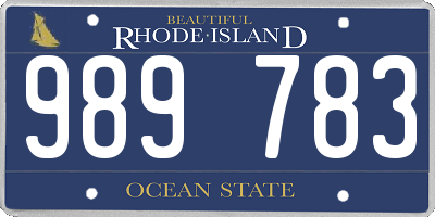 RI license plate 989783