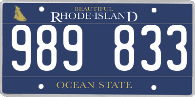 RI license plate 989833