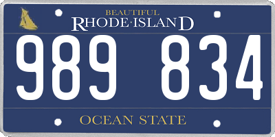 RI license plate 989834