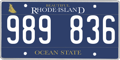 RI license plate 989836