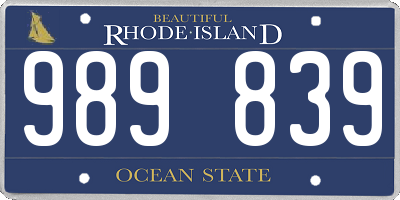 RI license plate 989839