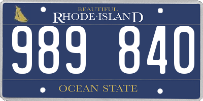 RI license plate 989840