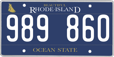 RI license plate 989860