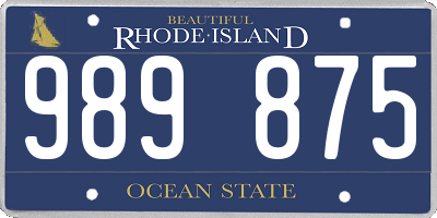 RI license plate 989875