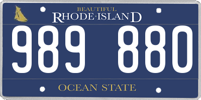 RI license plate 989880