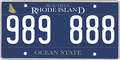 RI license plate 989888