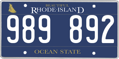 RI license plate 989892