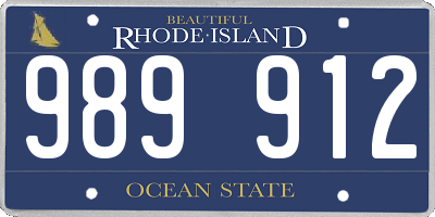 RI license plate 989912