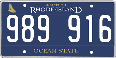 RI license plate 989916