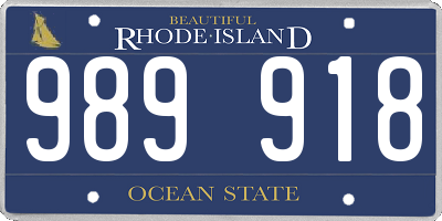 RI license plate 989918