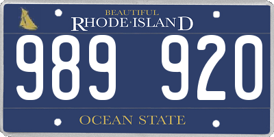 RI license plate 989920