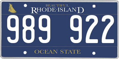 RI license plate 989922