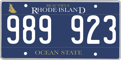 RI license plate 989923