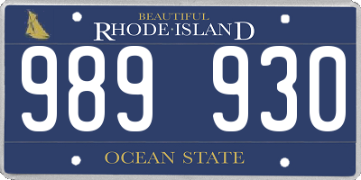 RI license plate 989930