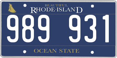 RI license plate 989931