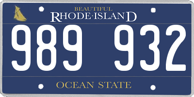 RI license plate 989932