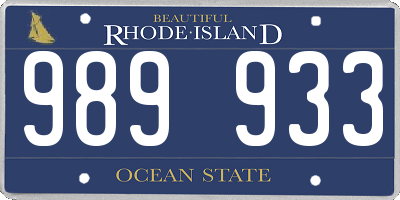 RI license plate 989933