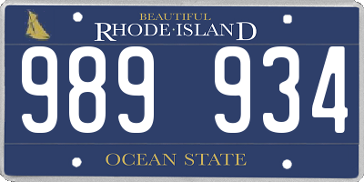 RI license plate 989934