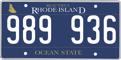 RI license plate 989936