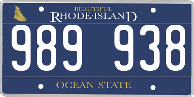 RI license plate 989938