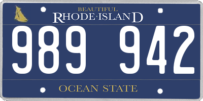 RI license plate 989942