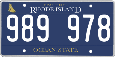 RI license plate 989978