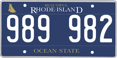 RI license plate 989982